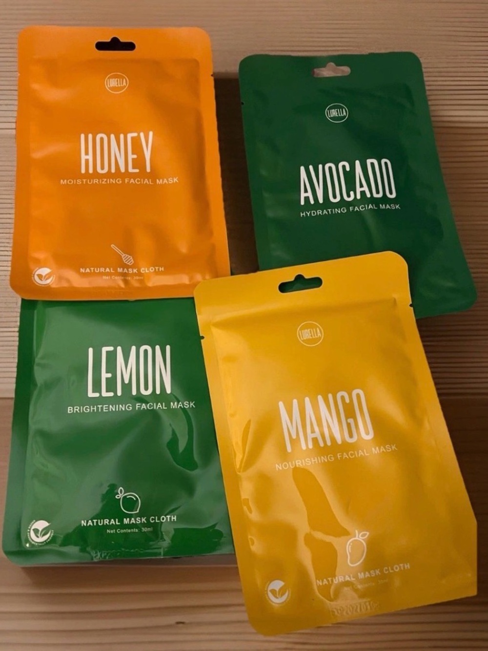 Lurella Honey, Mango, Lemon, and Avocado Moisturizing Facial Mask Set -